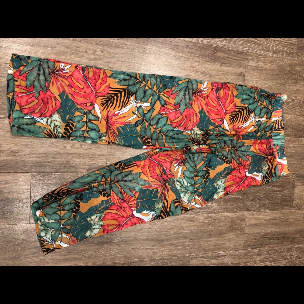 tropical cover up pants- see through WORN ONCE